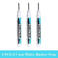흰색 영구 페인트 마커 세트 나무 바위 플라스틱 가죽 유리 돌 금속 캔버스 미술 용품 그림 3/5 개, 3PCS 0.7mm