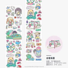 데칼 접착 스티커 테이프 빛나는 순간 Washi 강력 PET 만화 Shoujo 스타일 예술을위한 스크랩북 Diy Crafts Album 215215, 03-1PCS