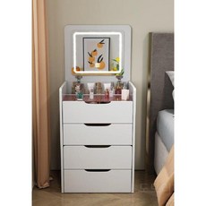 침대옆 led 화장대 스툴 일체형 서랍장 소형 수납장, A. 화이트 가로48cm(라이트)