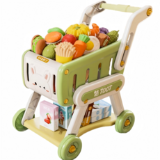 TOOT 兒童購物車玩具 水果超市遊戲組, 沁檸綠 三層購物車 - 32件套, 1個
