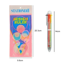 쿠쿠스토어 Spirograph 아트 드로잉 눈금자 어린이 DIY 수제 그림 템플릿 다기능 만화 색상 발달 장난감 선, 13 1WHC pink 1pen, 1개