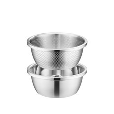 多功能加厚304不鏽鋼瀝水盆組合，洗菜瀝水料理一盆搞定，廚房必備, 20cm-304不鏽鋼二件組, 1套