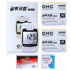 (주)오상헬스케어 글루코랩 혈당계 세트(시험지 100매+침 110개+솜 100매), 1개