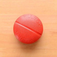 휴대용 알약케이스 원형 레드 (1), 차이니즈 레드(4 그리드)