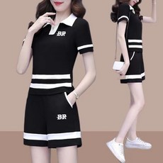 SALE-NEW 여름 트레이닝복세트 반팔티 반바지 여자운동복 투피스셋업 폴로 티셔츠 테니스운동복 슬림핏 밴딩슬랙스 컴포트 원단 4XL