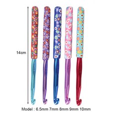 5pcs 다채로운 부드러운 플라스틱 손잡이 알루미늄 크로 셰 뜨개질 후크 뜨개질 바늘 세트 직조 바느질 바늘 도구에 대 한 6.5-10mm 크로 셰 뜨개질, 5개