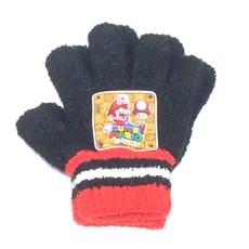 장갑 슈퍼 마리오 어린이 어린이 성장 장갑 방한 (블랙)