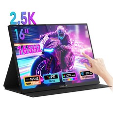 ZEUSLAP P16KT PRO - 16인치 165Hz 휴대용 모니터 2.5K 500니트 터치스크린 100 sRGB 디스플레이 게이밍 노트북 PS5 Xbox PC용