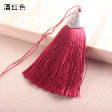 中國結合金扁形流蘇穗子書簽流蘇 扇墜 燈籠 大紅流蘇, 酒紅色, 1個