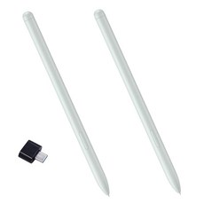 Generic 2팩 갤럭시 탭 S9 FE S 펜 블루투스 없음 삼성 스타일러스 펜 교체용 4 096 압력 레벨 (그린) Type-C 컨버터, 초록색