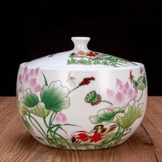 도자기요강 감성 하얀색 사기 옛날 소변 어르신요강 소형 1.5kg-만개한 연꽃, 중형 2.5kg-행복과 기쁨