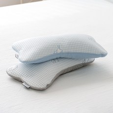 아르떼베딩 양이 냉감 키즈 낮은 메밀 베개 여름 시원한 쿨 삼중직 어린이 낮잠 배개, 블루