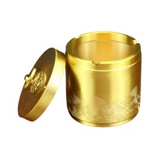 黃銅帶蓋菸灰缸 復古風格桌面擺飾 防飛灰便攜式菸灰缸, 【菸灰缸】祥雲車載, 1個