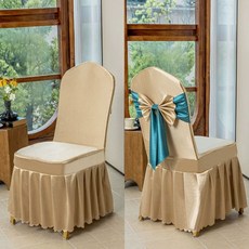 의자커버 연회장 예식장 식탁의자커버 레스토랑 웨딩홀 리본장식 행사장 뷔페 파티, AG. 황색에메랄드
