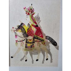皮影 唐僧騎馬 牛皮雕刻 手工上色 高35cm 寬30cm, 如圖所示, 1個