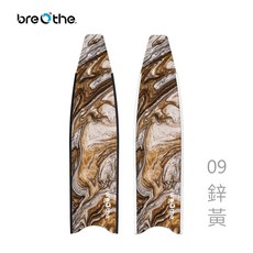 Breathe彩繪款碳纖蛙鞋 贈FORZA短龍骨腳套及組裝 自由潛水 自潛長蛙 彩繪長蛙, 鋅黃-備註腳套尺寸-軟硬度/邊條顏色, 1個