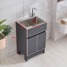 不銹鋼陽台水槽櫃洗衣台盆一體洗碗菜池廚房洗手落地小戶型浴室櫃, 1個, 50*40經典灰單槽