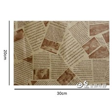 日皇 烘培紙復古報紙 英文報紙 烘培拍照道具 防油紙 拍照背景 油紙墊 襯紙 包裝紙 托盤紙, 1個, 棕色防油紙2張