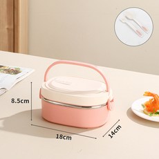 DFMEI 304不鏽鋼方形多層保溫飯盒密封保鮮便當盒學生上班族分格餐盒, 1個