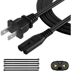 AC 전원 코드 6FT1팩 2개의 Prong TV 전원 코드 Xbox One Xbox Series X PS3 PS4 PS5용 전원 공급 케이블 교체 프린터 모니터 사운드 바 게, 6FT, 1 PACK