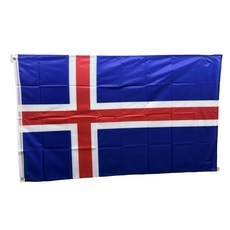 아이슬란드 국기 Iceland flag 90x150cm 폴리에스터 90g 금속 고리 이중 스티치 마감, 1개, BLUE+WHITE+RED