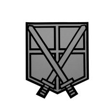 桃園出貨-進擊的巨人訓練兵團討伐之劍反光臂章魔鬼氈士氣章補丁繡花章 魔鬼氈臂章 士氣魔鬼氈, 灰色M00172-24, 1個