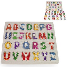 알럽 원목꼭지알파벳퍼즐 영유아장난감 유아원목퍼즐3세 원목장난감