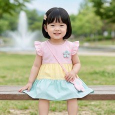 몽실이 플라워장식 파스텔원피스