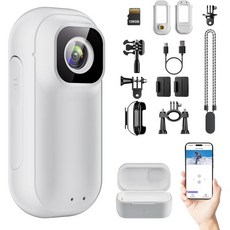 4K 128GB WiFi 미니 액션 카메라 1.5인치 화면 착용형 바디캠 충전 케이스 손가락 크기 POV 자석 목걸이 스포츠 캠 자전거 헬멧 브이로그