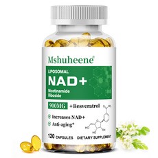 리포솜 NAD+ 나이아신아마이드 뉴클레오사이드 보충제 케르세틴 및 트랜스 레스베라트롤 함유 NAD+ 수준 향상 세포 에너지 증진, 1개, 120정