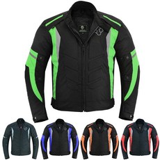 FOXKULL Motorsports 남성용 직물 사계절용 오토바이 CE 장갑 방수 보호 에어 벤트 지퍼 포함 초록색., XX-Large, 초록색