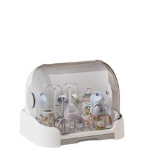 寶寶奶瓶收納盒 嬰兒餐具碗筷輔食工具箱 防塵瀝水儲物櫃置物架, 大號白透灰 送6條支撐架, 大號白透灰 送6條支撐架