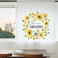 빛차단 암막커튼 S02 어메이징 썬플라워 XL 140X230cm 디지털프린팅 긴창커튼 현관 가리개 베란다 가림막