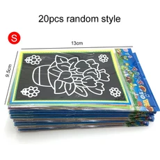 10/20pcs 스크래치 페인팅 장난감 어린이 DIY 수제 예술 만화 패턴 화려한 색상 그리기 생일 선물 TMZ, 03 20PCS S