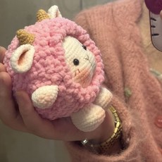DIY 손뜨개 인형 키트 양 인형 만들기 재료, 재료 키트 핑크 양 인형 1개 제작 가능, 재료 일체 도구 설명서 뜨개질 가이드