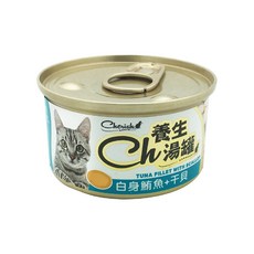 Cherish 養生湯罐-白身鮪魚干貝 貓罐頭 濕糧 全齡貓適用 副食罐, 80公克(淨重), 1個, 白身鮪魚+干貝