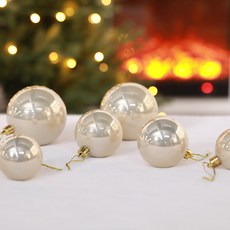 珠光圣誕球5CM/6CM/8CM圣誕球12個裝圣誕球套盒聖誕節裝飾派對裝飾聖誕掛飾聖誕佈置耶誕佈置居家佈置, 珠光白,8cm（12個裝）, 1個