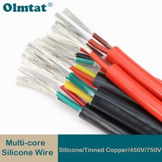 실리콘 고무 케이블 Sq 0.3 0.5 0.75 1 1.5 2 2.5 4 6mm 3 6 코어 절연 플렉시블 구리 고온 와이어 1m, [01] Black, [09] Square 6.0mm, [02] 3 Cores, 1개