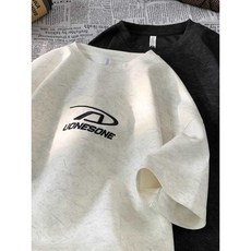 타이다이 자수 프린팅 반팔 티셔츠 루즈핏 스트릿 캐주얼 여름 반소매 상의