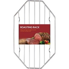 HIC 키친 로스팅 팔각형 베이킹 랙 크롬 도금 강철 와이어 타원형 및 소형 팬 9.5 x 6.125 0.5 인치에 맞습니다, Silver, Octagonal