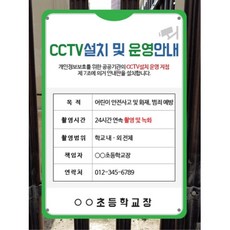 운영안내판 공공기관 개인정보보호 유치원 초등학교 교문표지판 도서관 소아과 놀이방