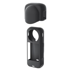 Insta360 X4 Air 전용 실리콘 커버 렌즈캡 세트 충격방지 스크래치 예방 케이스 보호 가방 케이스, 블랙, 1개