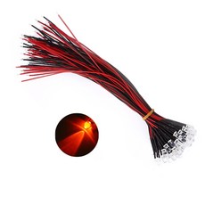 5파이 220V LED 레드 표시등 저항내장형 와이어 케이블 일체형 AC 전원표시 배전반 콘센트 스위치 DIY 전기 부품, 10개