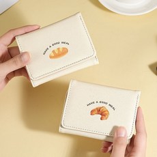 熙美誠品 ins可愛奶黃色短款錢包韓版卡通三折學生小衆卡包零錢包黃油吐司