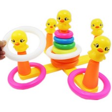 WHAT THE DUCK! 鴨子套圈圈遊戲 彩虹疊疊鴨套圈玩具, 一組入