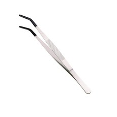 不鏽鋼餵食夾 防滑飼料夾 烏龜魚缸水族爬蟲餵食工具, 1個, 銀色｜彎夾25cm, 銀色,彎夾,25cm