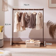 조립식 미니 행거 스탠드형 서랍장 위 옷걸이 실내 수납용 인테리어, 1개, H_호두나무색 걸이 70x82