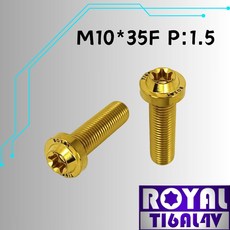 【瘋螺絲】ROYAL 鈦合金螺絲 M10*35F P:1.5 飛碟頭型螺絲 64鈦/鈦合金螺絲 土豪金, 1個
