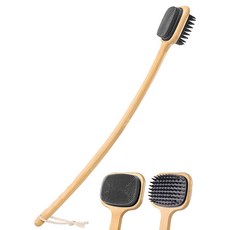 양면 실리콘 빗살이 있는 롱 핸들 백 스크래처 걸이용 고리가 대나무 바디 브러시, 양면 실리콘 빗살이 있는 롱 핸들 백 스크래처, 걸이용