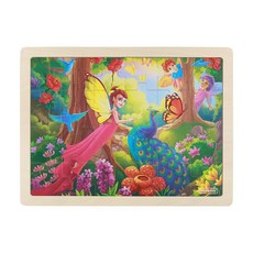 masterkidz 木製拼圖 幼兒拼圖 教具 海洋 昆蟲 交通 芭蕾 恐龍 太空 農場動物 學習拼圖 20片 24片, 1個, 幻仙子24片